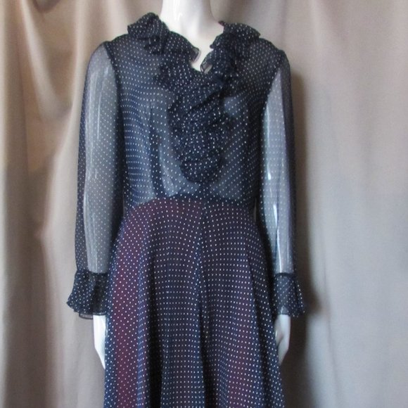 Dresses Sale Vintage Dress In Sheer Navy White Dotted Swiss Poshmark